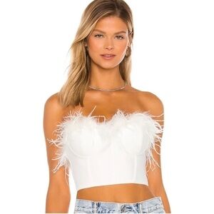 Superdown Ramona Bustier Top white feather